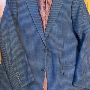 Alan Flusser Navy and Red Pinstripe Blazer